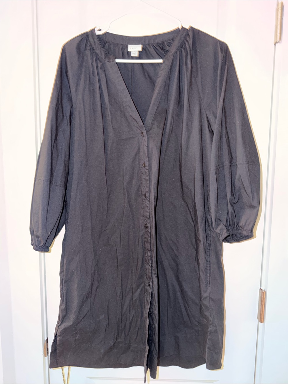 a new day Black Button-Front Mini Dress with Puff Sleeves